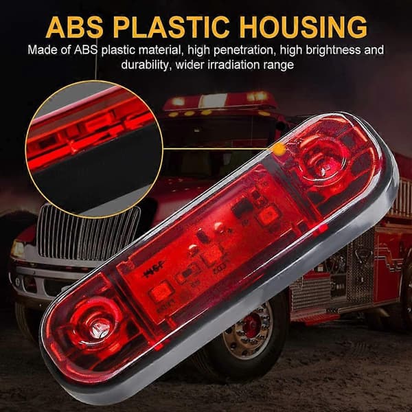 4 stk. LED Forreste Bageste Sidemarkeringslys 12V til Lastbil Autocamper Campingvogn Markeringslys (Rød)