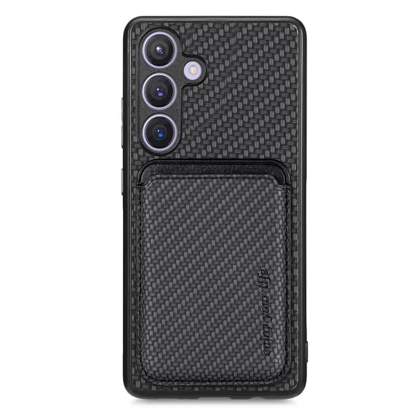 Retro Magnetic Protective Case for Samsung S23 FE - Fiber Texture, Card Slot, Shockproof and Stand Function
