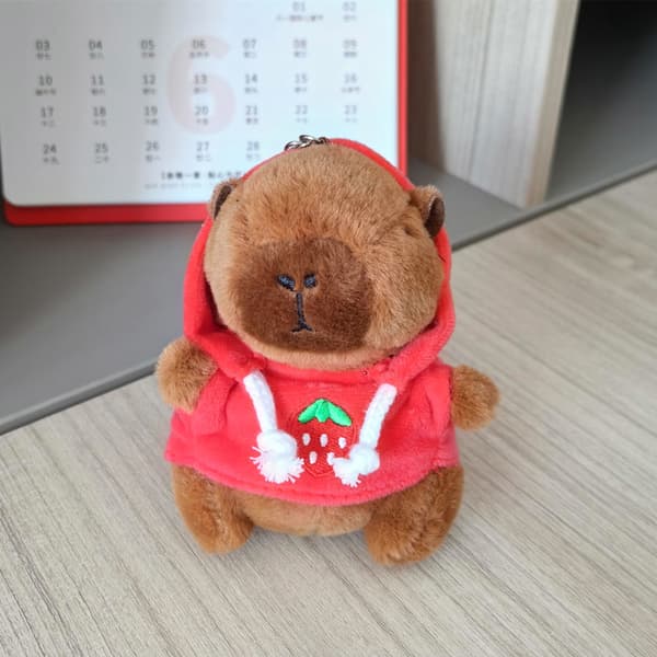 Cute Capybara Plush Keychain Pendant, Cartoon Doll Keychain - Red Red Red