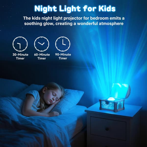Northern Lights Projector Treasure Chest Night Light Aurora Light Projector with 8 Effects and Remote Control Dimmable Galaxy Light Mood