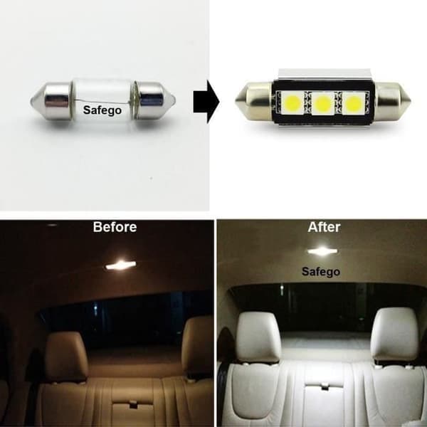 10x C5W Fejlfri 36mm Hvid 5050 3SMD Kuple Bil Interiør LED-pærer DC 12V LBQ56