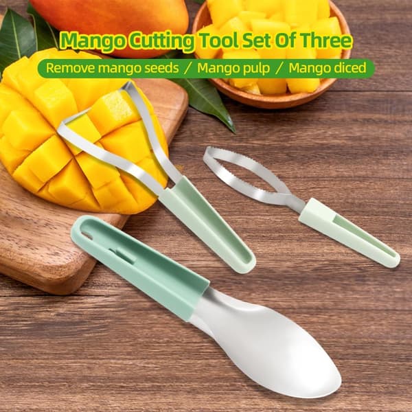 3-in-1 Mango Slicer, Peeler & Corer - Stainless Steel Fruit Cutter for Avocado, Peach, Watermelon