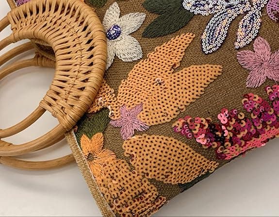Elegant Woven Handbag with Sequin Embroidery, Fashionable Shoulder Bag for Summer Beach, Suitable for Essentials