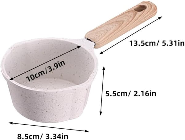 Mini Aluminum Saucepan Kitchen Pot with Double Pour Spouts Deep Design White Easy to Handle