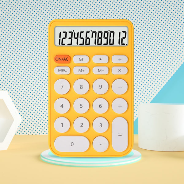 Standard kalkulator 12-sifret, stasjonær stor skjerm og knapper, kalkulator med stor LCD-skjerm for kontor, skole, hjem og bedrift