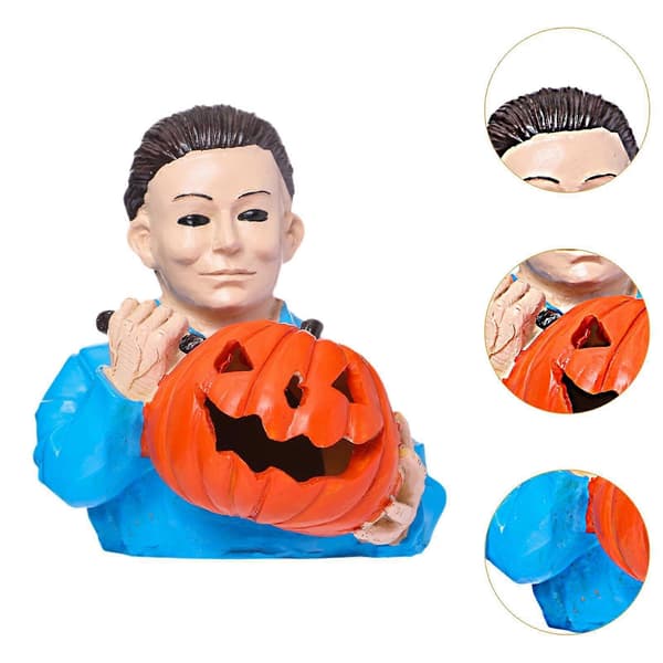 Michael Myers Statue med Græskar Harpiksfigur til Stue Hjem Indendørs