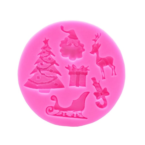 Silikon Jultomte Julgransformar Molds Gör-det-själv Bakform Cupcake Dessert Chokladfondantform Rosa Pink