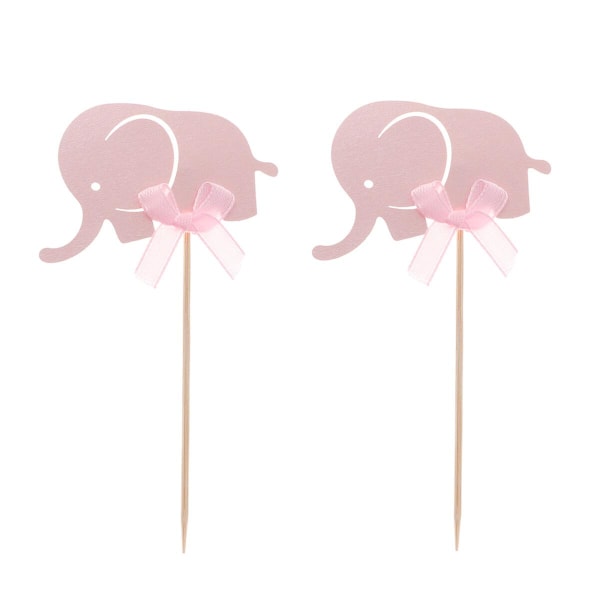 10 stk Kakepynt Elefant Kakepinner Fruktpinner Kakedekorasjon Topper Bursdag Bryllup Festgaver (blå)Rosa Pink