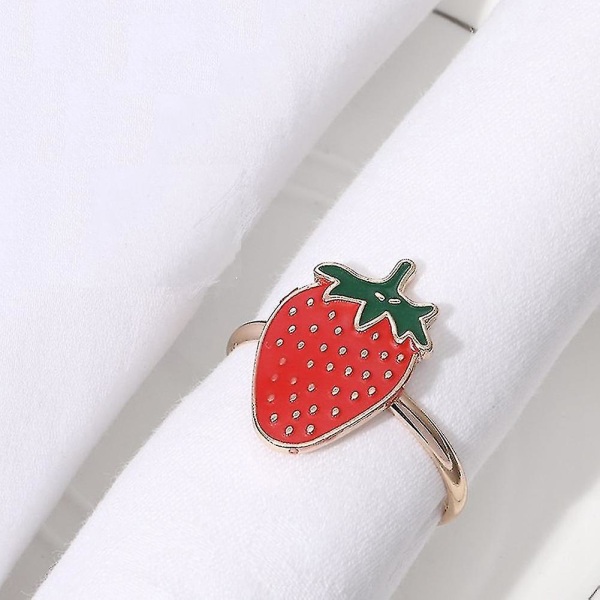 12stk jordbærserviettringer, mote enkel frukt-serie serviettringer som er kompatible med tilbehør til festbordservietter