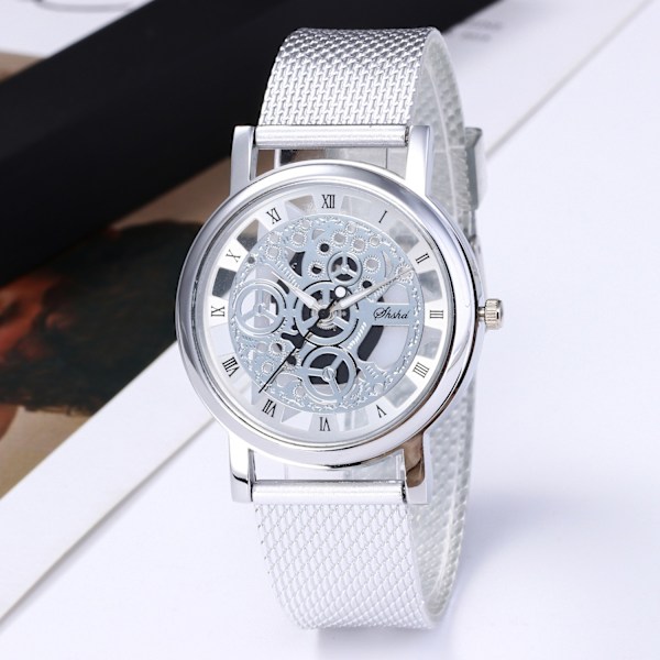 Hul Gear Gennemsigtig Ikke-Meknisk Dial Analog Kvarts Ur Rustfrit Stål Mesh Bånd Mænd Kvinder Klassisk Casual Armbåndsur