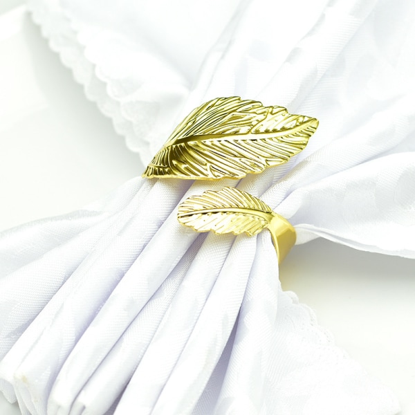Guldblade servietringe sæt med 12, blade servietringe til borddækning, metalblade servietholderringe til julefest, bryllup,