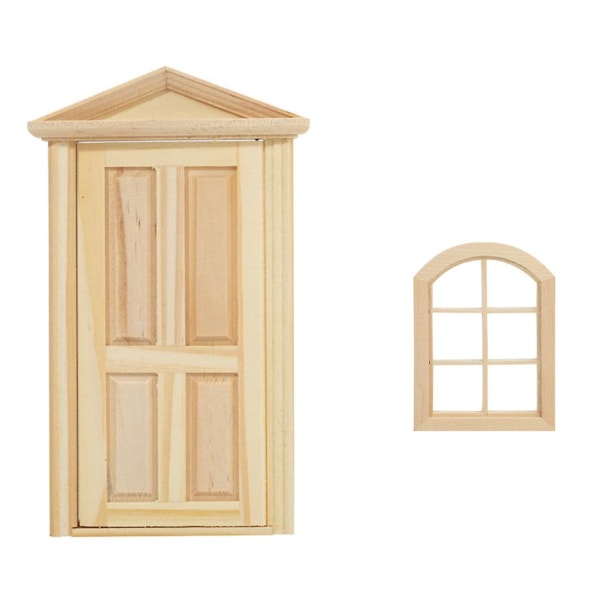 2 st Miniatyr Dekorationsdörrar Kaktoppar Omålade Dockhusmöbler Miniatyr Dörrar Fönster DIY Beige 17.8X9CM