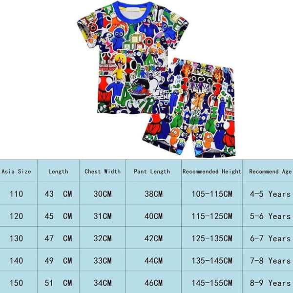 Gutter Pyjamas Sett Regnbuevenner Barn Kortarmet Todelt Pyjamas Størrelse 6-7 År Nattøy For Gutter