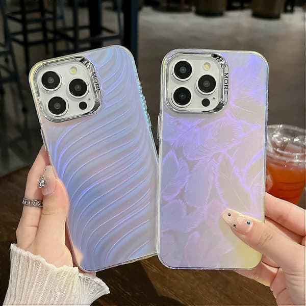 Skal för iPhone 16 Pro Max Silikon+PC IMD Lasertextur Matt Telefonskydd - AK2