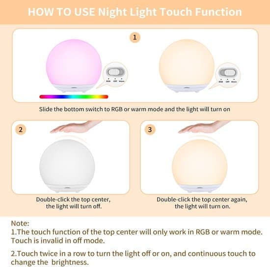 Kids Night Light Rechargeable USB Touch Dimmable Warm RGB Timer Bedroom Camping [Ho]
