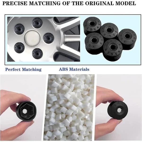 20 pcs Wheel Nut Bolt Covers with Removal Tool Black Black Black