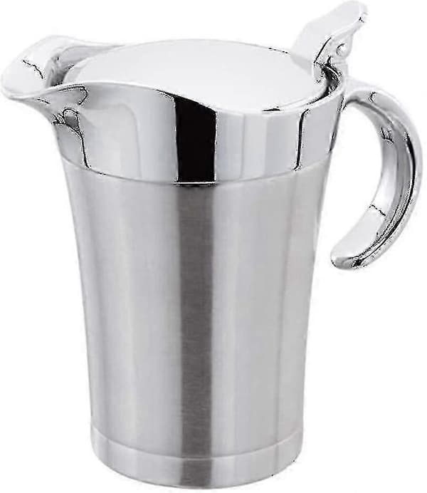 Dobbeltvægget sovsekande med hængslet låg, ideel sovseskål i rustfrit stål (750 ml) (FMY)