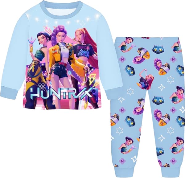 K-Pop Devil Hunter Pyjamas Set, tecknade barnpyjamas med tryck, lämpliga för sömn och fritidskläder Blå 130cm Blue 130cm