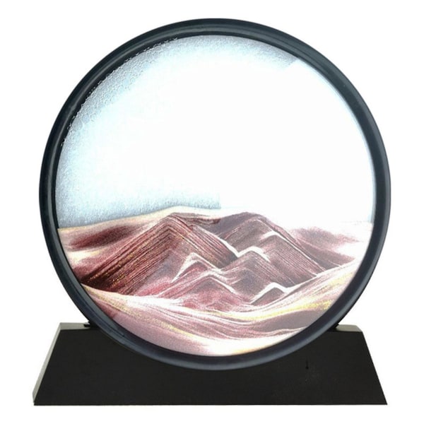 Bevægelig 3D Sandkunstbillede Rundt Glas Timeglas Dybhavs Sandscape Hjem Decorbrunbrun brown