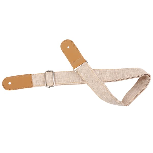 Justerbar Ukulele-rem i bomull och linne med glidande spänne, ändknappstillbehör, beige