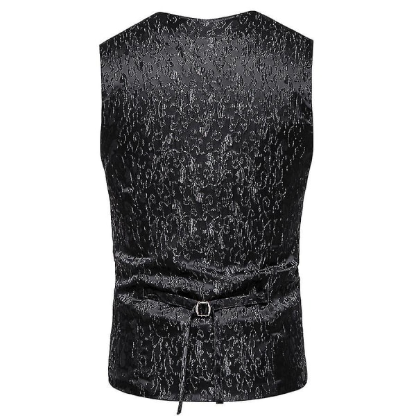 Herre Metallic Paisley Printed Suit Vest Vest 3XLsvart black 3XL