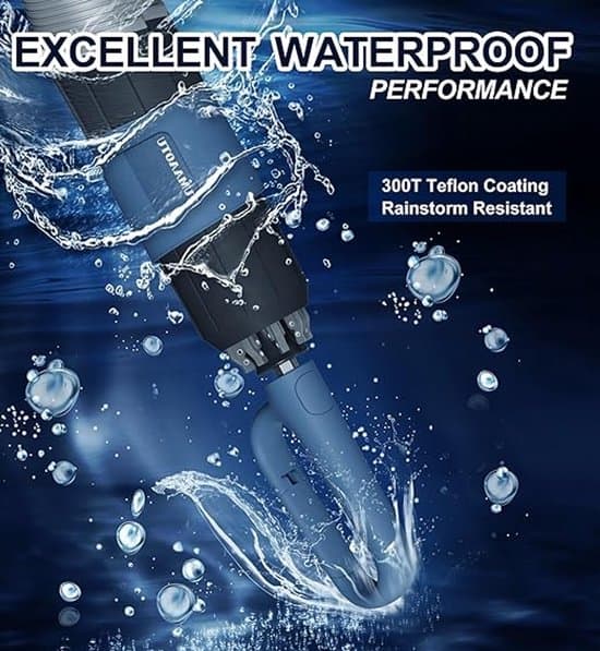 Inverted Umbrella with Carabiner Handle - Compact & Windproof - Sun & Rain Protection - Portable & Foldable - 10 Ribs - Unisex - 1 Piece