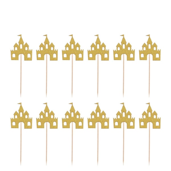 12pcs Glitter Castle Toppers Cake Cupcake Picks Toppers Decoration Birthday Wedding Halloween Party