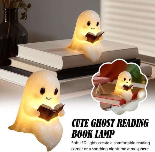 Cute Ghost Reading Lamp - Ghost Reading Book Lamp - Halloween LED Ghost Lamp Decoration - Cyslmuk®