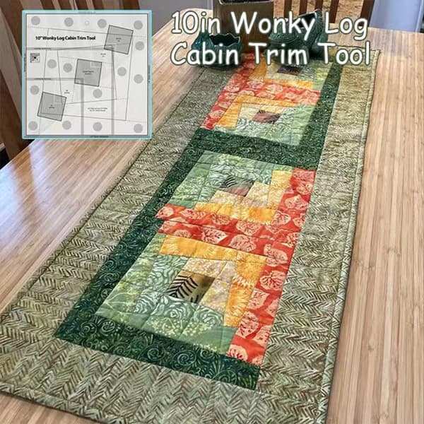 Slanted Log Cabin Edges Trim Tool Quilt Template Patchwork Sewing Ruler Inches inches