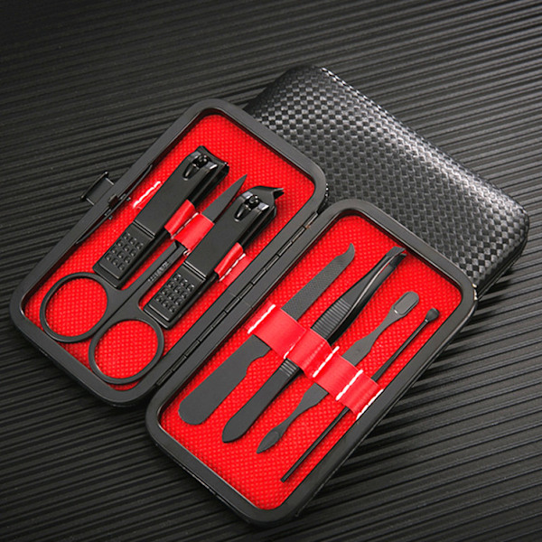 Manikyrset Nagelklippare Kit Mäns Grooming Kit 7 I 1 Professionell Personlig Nagelsvårdssats med Lyxig Reseväska G