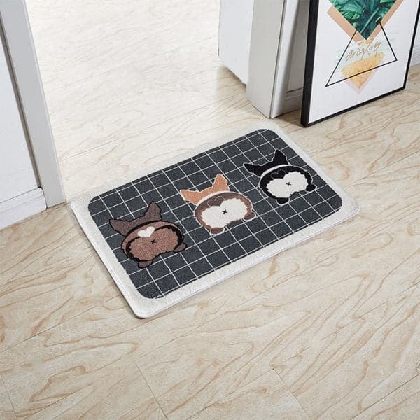 Bathroom Mat Cartoon Flocking Durable 50x80cm Corgi Puppy Pattern