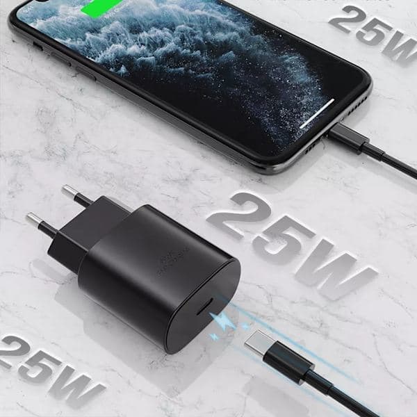 2 stk Samsung Oplader Hurtigoplader - Adapter + Kabel 25W USB-C 2m Sort
