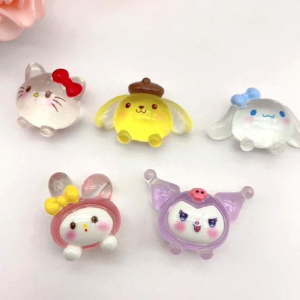 5 stk Lysende Sanrio Ornamenter HelloKitty Kuromi Dukkehus - Perfekt