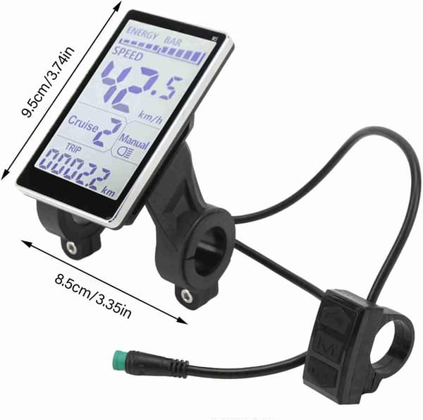 Elcykel LCD-displaymåler, M5 LCD E-cykeldisplay 5-benet 24V 36V 48V 60V, E-scooterpaneldisplay til 31,8 mm, 22,2 mm elcykler
