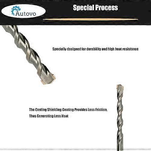 5-piece Autovo Carbide-tipped Rotary SDS-Plus Hammer Drill Bit Set 7/16\"x6\"