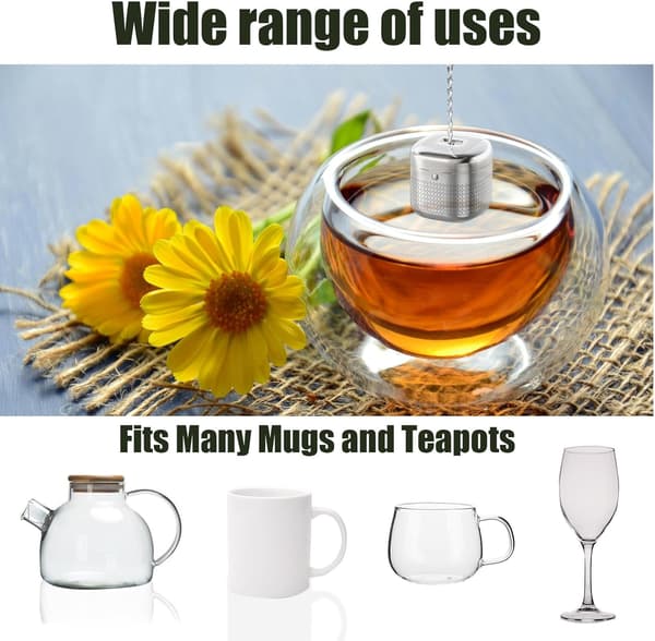 Fine Mesh 3.8x3.8cm Square Tea Infuser with Chain Hook and Lid for Loose Leaf Tea