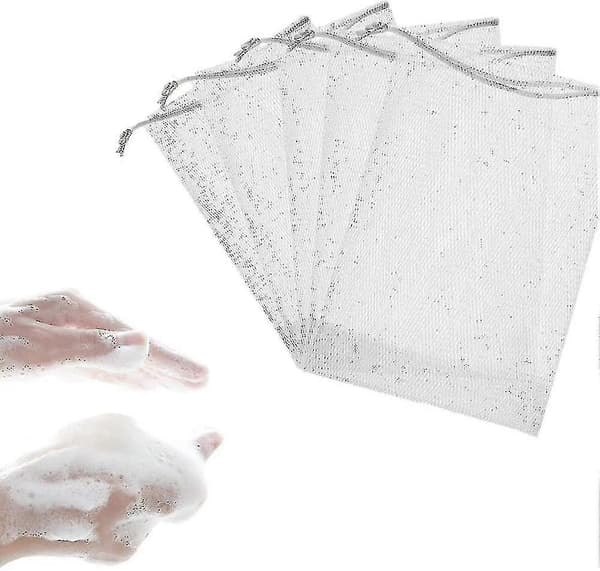 50x Soap Net Soap Pouch Soap Saver Soap Remnants Bag Soap Sack Bubble Net Bags With Drawstring Cleaning Tool