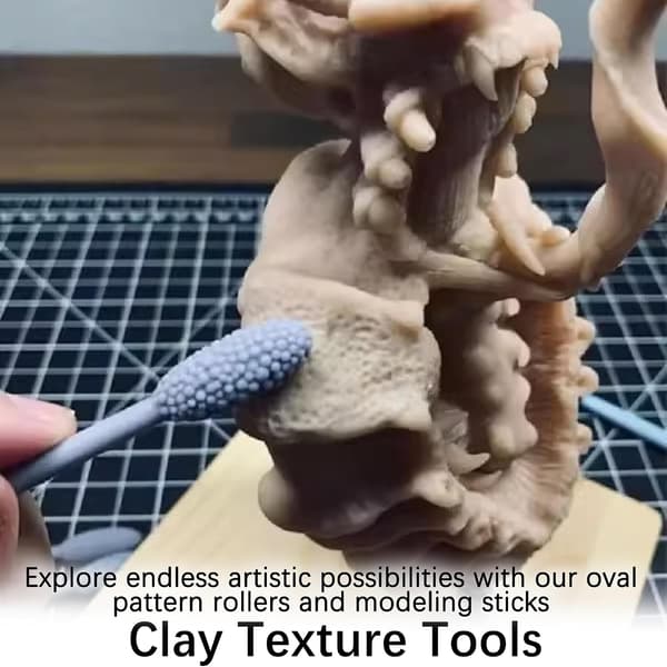 wxsp 5 st Clay Texture Tools Clay Carving Texture Set Oval Mönster Rollers Kit för Keramik, Modellering Rolling Rod för Nybörjare Prof Clay Lover