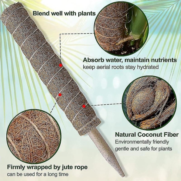 Mosstativ, Monstera Kokos Totemstativ 4-pak, 30 cm og 40 cm Mosstativer Kompatibel med Klatreplanter, Mosstænger