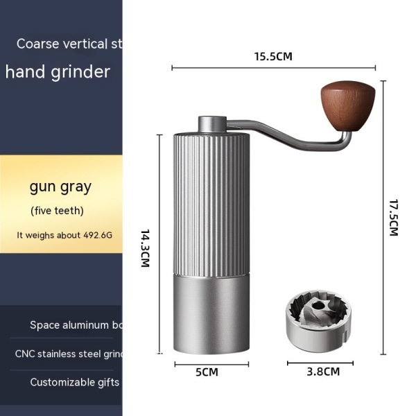 Manuell Kaffe Kvern, Rustfritt Stål Konisk Burr Kaffe Kvern, Hånd Kaffe Kvern med Foldbar Håndtak og Justerbar Innstilling