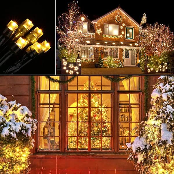 Solcelle Halloween-lamper, 22 meter 200 LED 8 moduser Røde Halloween-lysslynger (varmhvit)