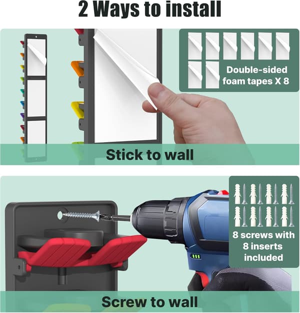 Hat Organizer for Baseball Caps 2-Pack with Built-in Spring Clips - Wall Mounted Hat Rack for Closet, Adjustable Door/Closet Storage