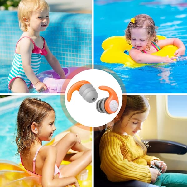 3 par bløde silikone-ørepropper til svømning til børn - genanvendelige vandtætte til (4-12 år) børn til surfing, snorkling, pool