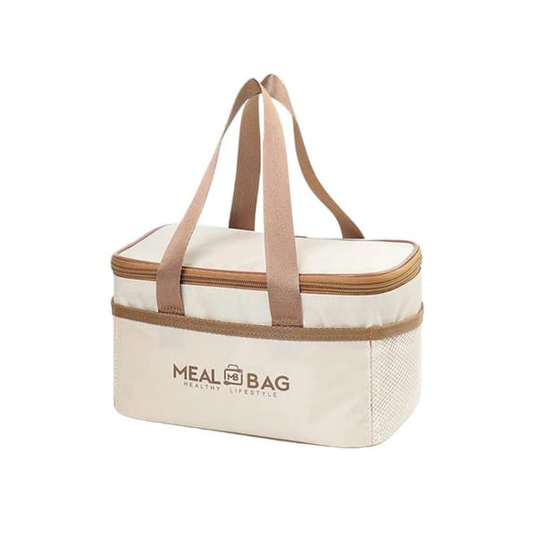 Liten kjølebag beige / isolert lunsjbag / termobag for lunsj