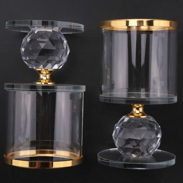 Krystallpelarsøyle Lysestake Glass Lysestake Telys Lysestaker Søyle Lysestake for Borddekor S