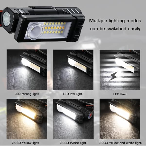 wxsp 2-pak Sort Arbejdslampe BD-5301 COB LED Genopladelig Billampe Stærk Magnetisk Base Bærbar Belysning Multifunktionel
