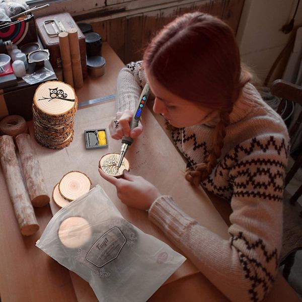 Trästock utan hål Diameter 7-8cm 30 st Naturliga Träskivor Lämpliga för Juldekoration i Trä, Bröllopsplatskort, Träbrännare
