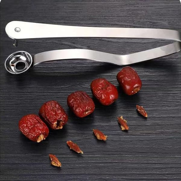 Cherry Pitter in Stainless Steel for Olives, Dates & Hawthorn, Heavy Duty Fruit Corer Tool, Easy Clean Kitchen Utensil