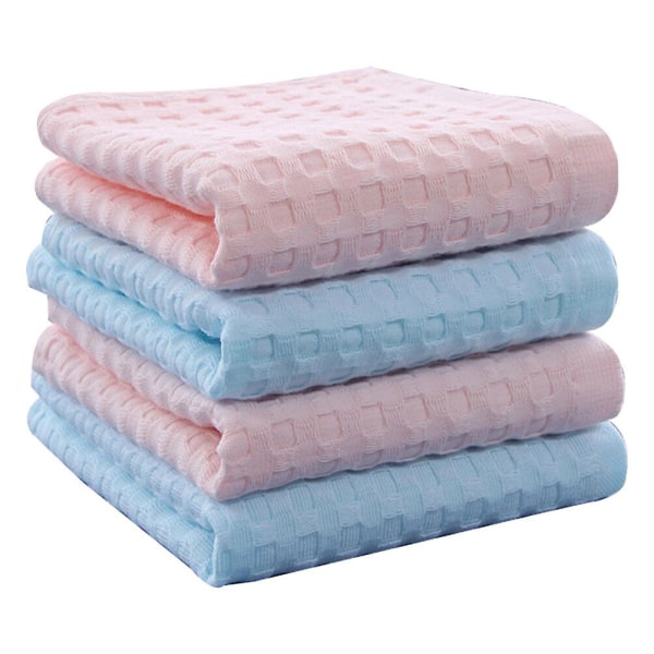 4 stk Bomulds Håndklæde Frisk Stil Ren Farve Ansigtsklud Vaskeklud Badeværelses Tilbehør Badeforsyning Til Hjemmet Blue 50x25cm