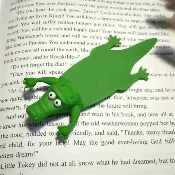 Morsomt neonlysende bokmerke med neonlysende alligator for barn, menn og kvinner